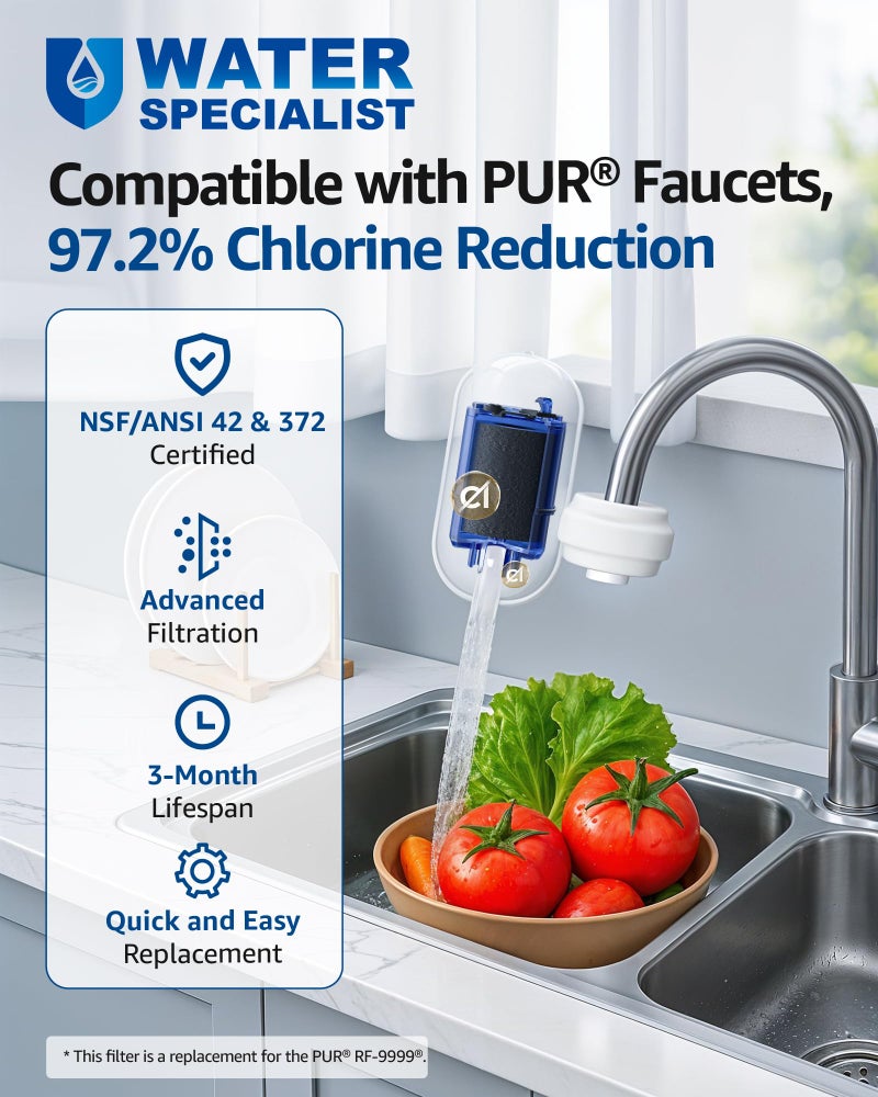 Waterspecialist NSF Certified Filter, Replacement for PurÂ® PUR PLUS RF-9999Â® Water Filter Faucet, Compatible with All PURÂ® Faucet Mount Filtration Systems (Pack of 6), Model No.: WS708A - Image 3